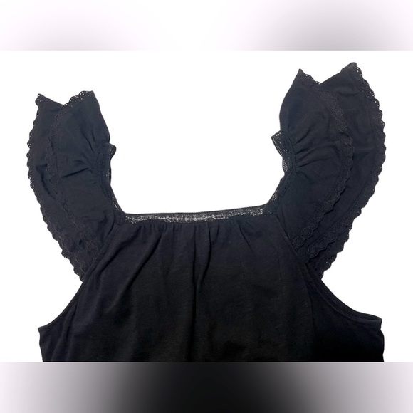 Loft Black Smocked Ruffle Lace Sleeved Blouse Women’s Size Small Bohemian Top - Picture 8 of 16